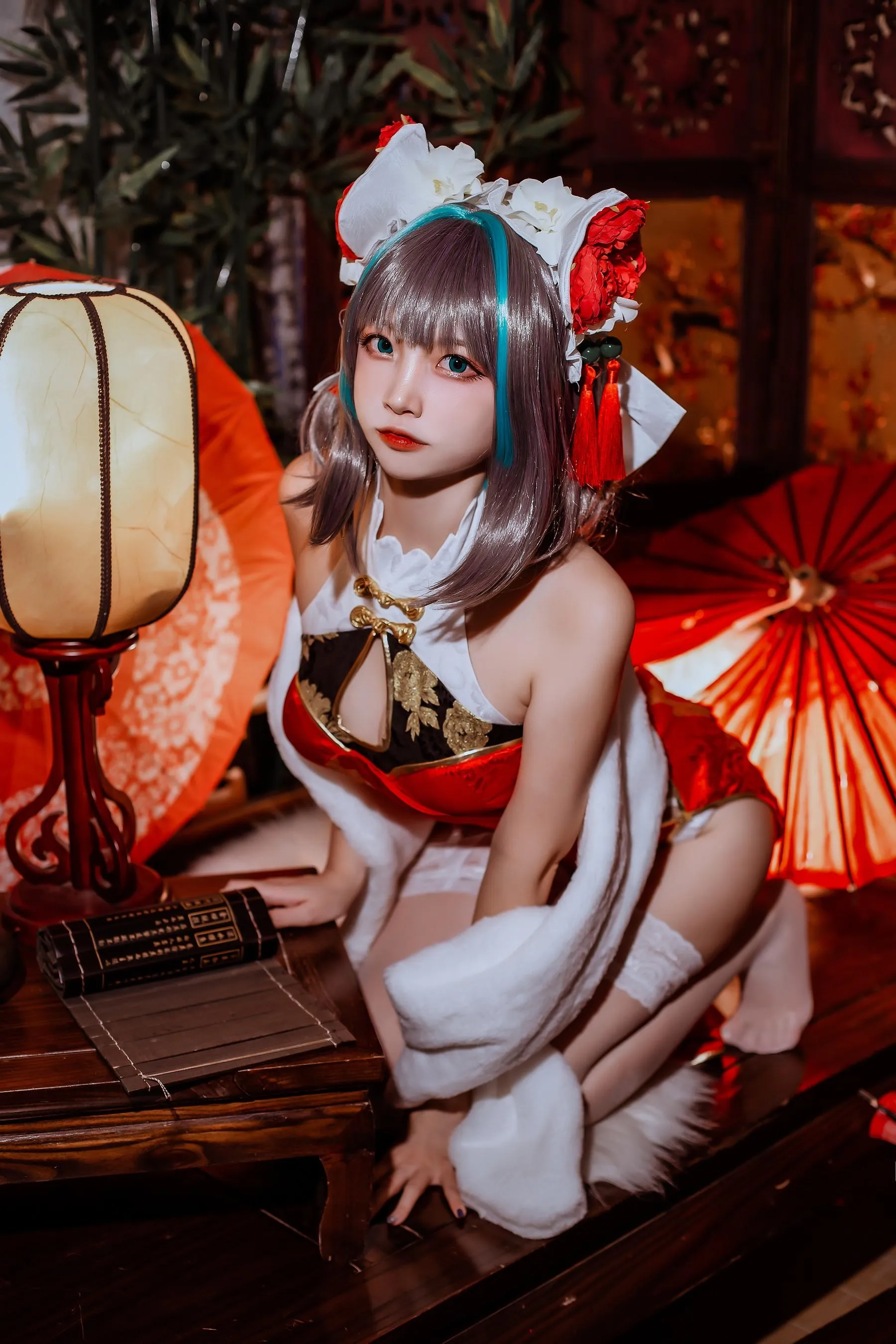 二佐Nisa – NO.151 碧蓝柴郡旗袍 [33P]插图9